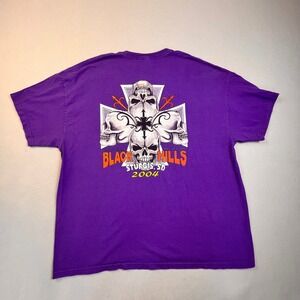 VTG Sturgis T-Shirt Mens 2XL Purple Black Hills 2004 Biker Vintage Skull Hanes